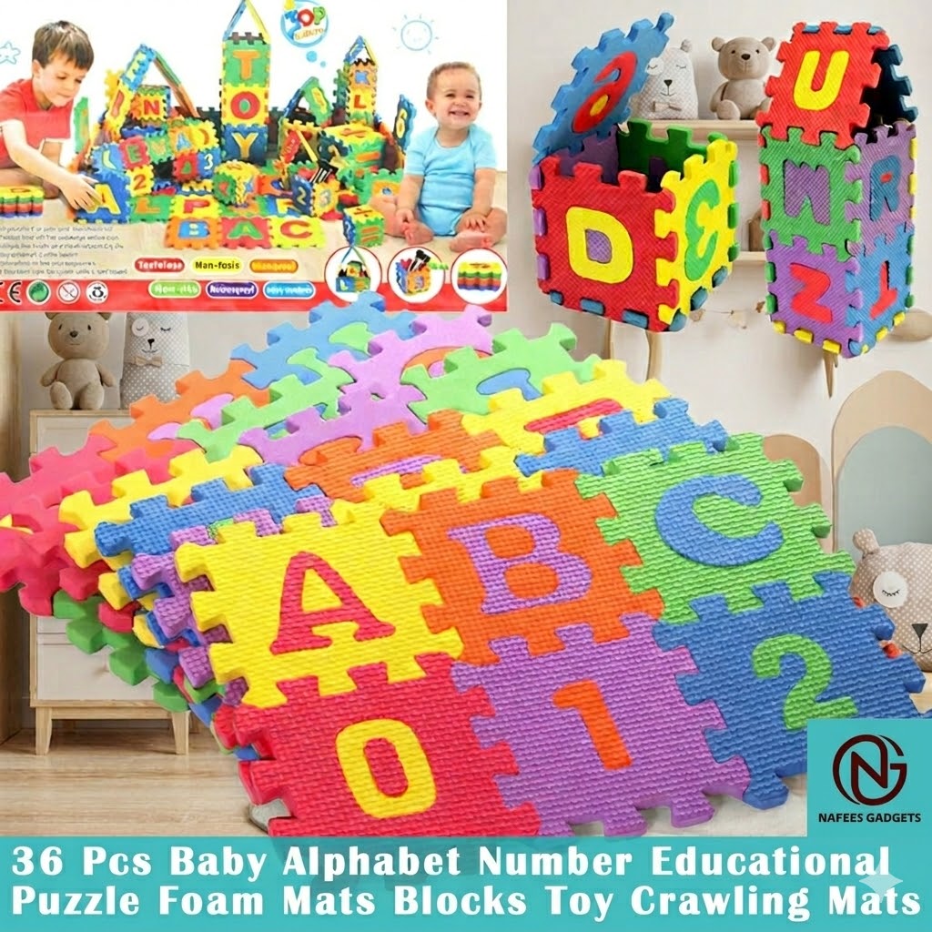Alphabet & Number Puzzle Foam Mat | Educational Crawling Play Mat for Kids – Safe & Non-Toxic