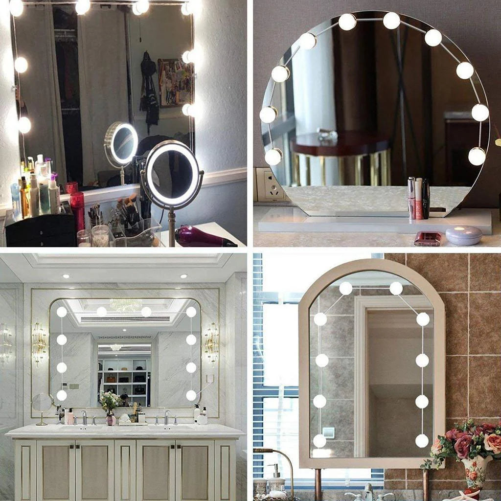Hollywood Style LED Vanity Mirror Lights Kit - 10 Dimmable Bulbs, 3 Color Modes & USB Powered for Makeup Dressing Table