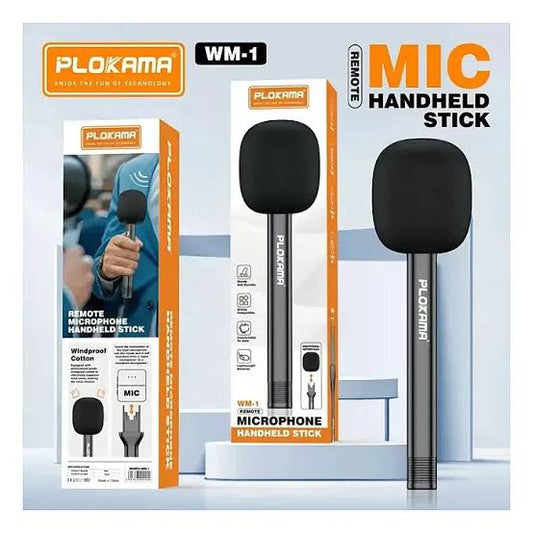 PLOKAMA Wireless Microphone Handheld Stick - Professional Interview & Vlogging Mic Handle