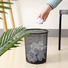 Metal Trash Can Round Dust Bin Waste Container Wastebasket For Office Kitchen Room, Round Metal Mesh Waste Paper Basket Office Dustbin Trash Can Home Office Sturdy Trash Can Round Dust Bin