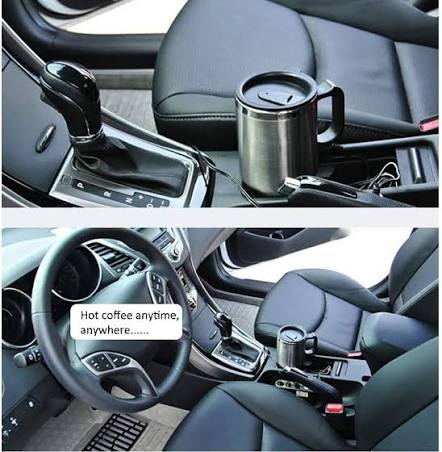 12V Electric Car Heating Mug 450ml - Stainless Steel Travel Coffee Cup & Kettle