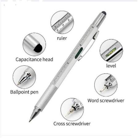 7-in-1 Multifunctional Tool Pen with Stylus, Screwdriver, Ruler & Spirit Level - Premium Quality Ballpoint Pen for Gadget Lovers