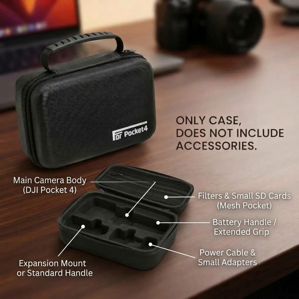 Premium All-in-One Hard Storage Case for DJI Pocket 4 - Portable Shockproof Carrying Bag Handbag Travel Organizer