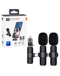 K15 Dual Wireless Lavalier Microphone - Budget Friendly Plug & Play Mic for Vlogging & Interviews