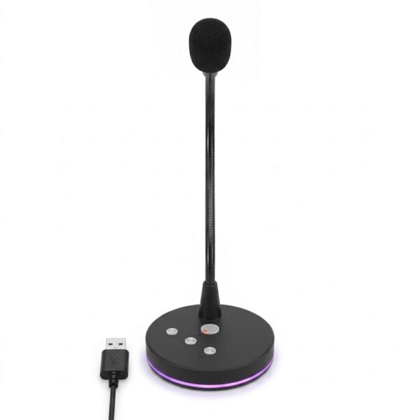 USB Desktop Microphone with Mute Button & LED Light for PC, Laptop, Gaming, Streaming & Meetings