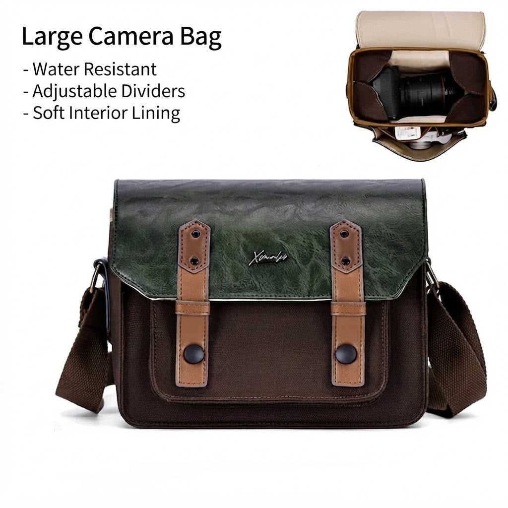 Vintage Canvas Mirrorless Camera Bag - Retro DSLR Shoulder Crossboady Bag