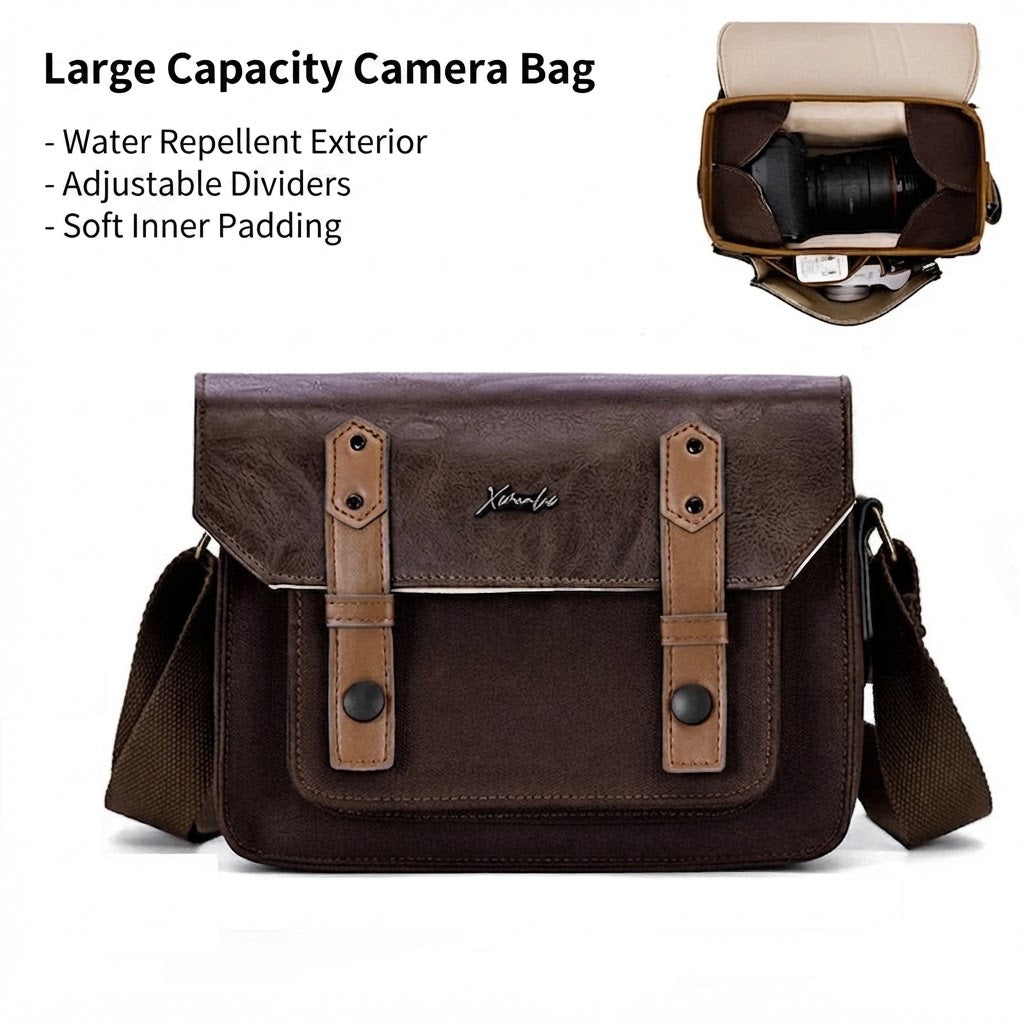 Vintage Canvas Mirrorless Camera Bag - Retro DSLR Shoulder Crossboady Bag